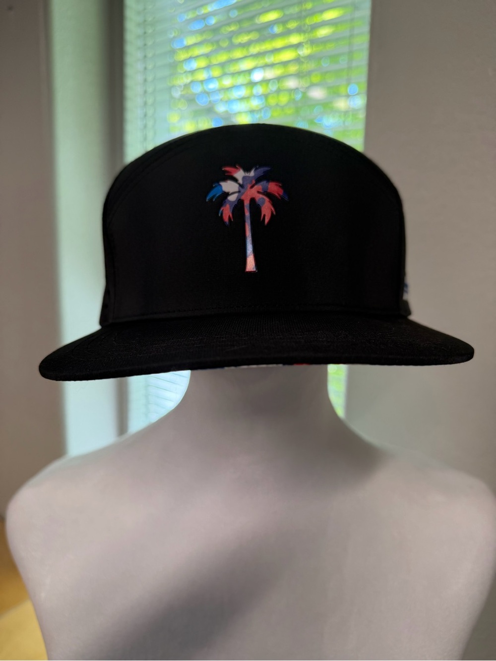 Alter Ego Running Drifter Splash Snapback Hat with Red, White & Blue Palm Tree